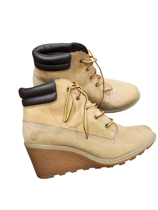 Timberland Shoes - Timberland Glancy Wedge Lace Up Boot Wheat Nubuck Size 9